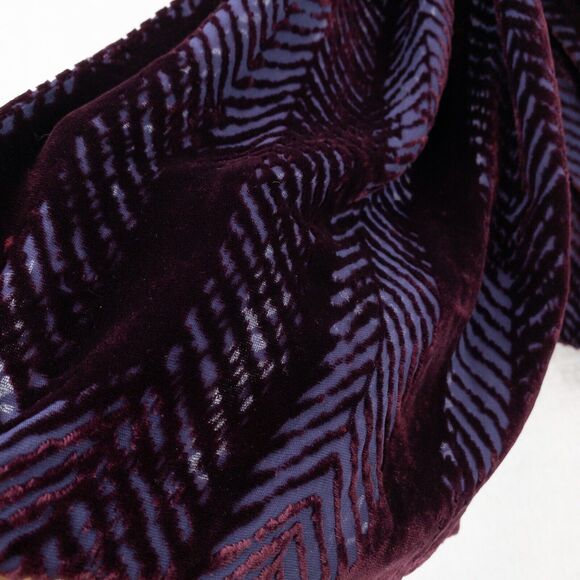 Velvet and Sheer Scarf Womens Maroon Purple Rectangular Beautiful - Picture 2 of 9